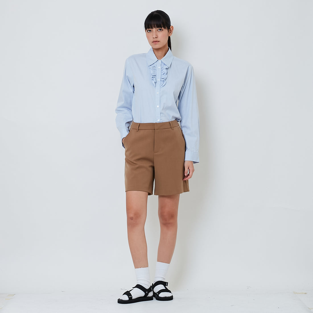 Women Tailored Shorts - Khaki - SW2603077A