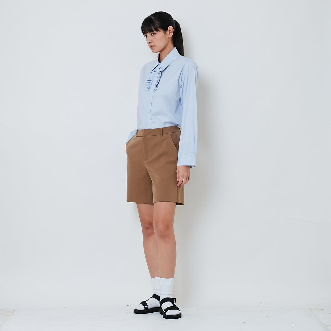 Women Tailored Shorts - Khaki - SW2603077A