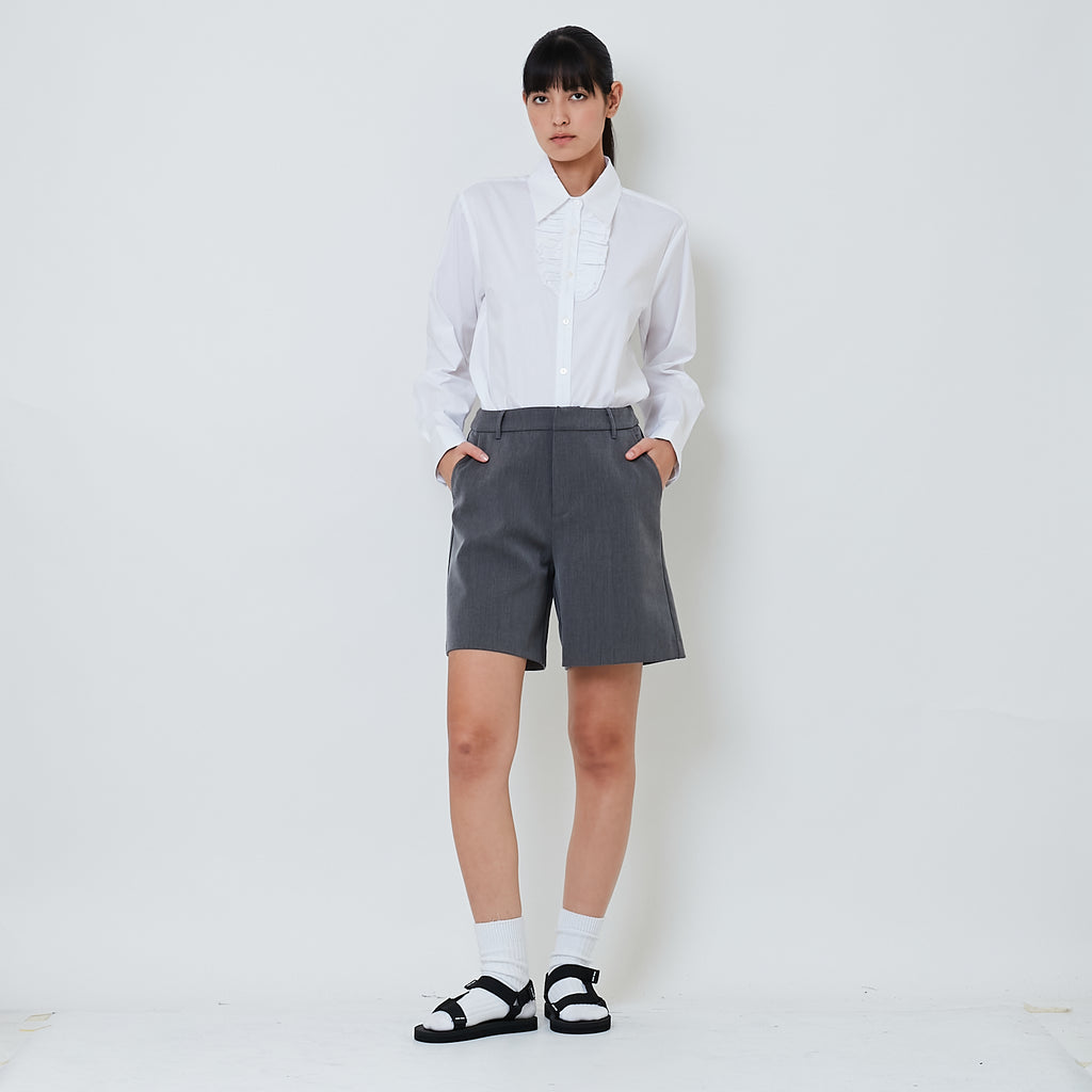Women Tailored Shorts - Dark Grey - SW2603077B