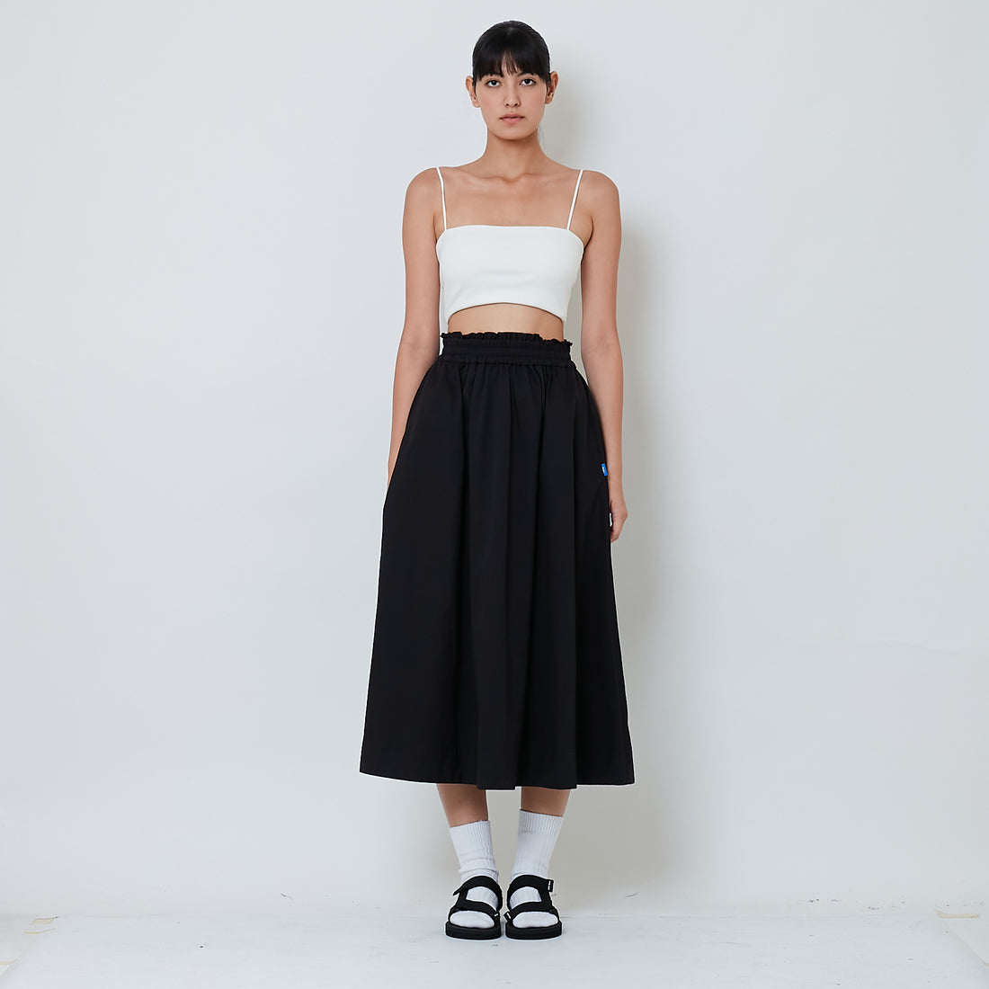 Women Elastic Waist Skirt - Black - SW2603078B