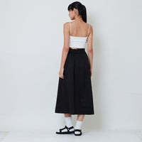 Women Elastic Waist Skirt - Black - SW2603078B