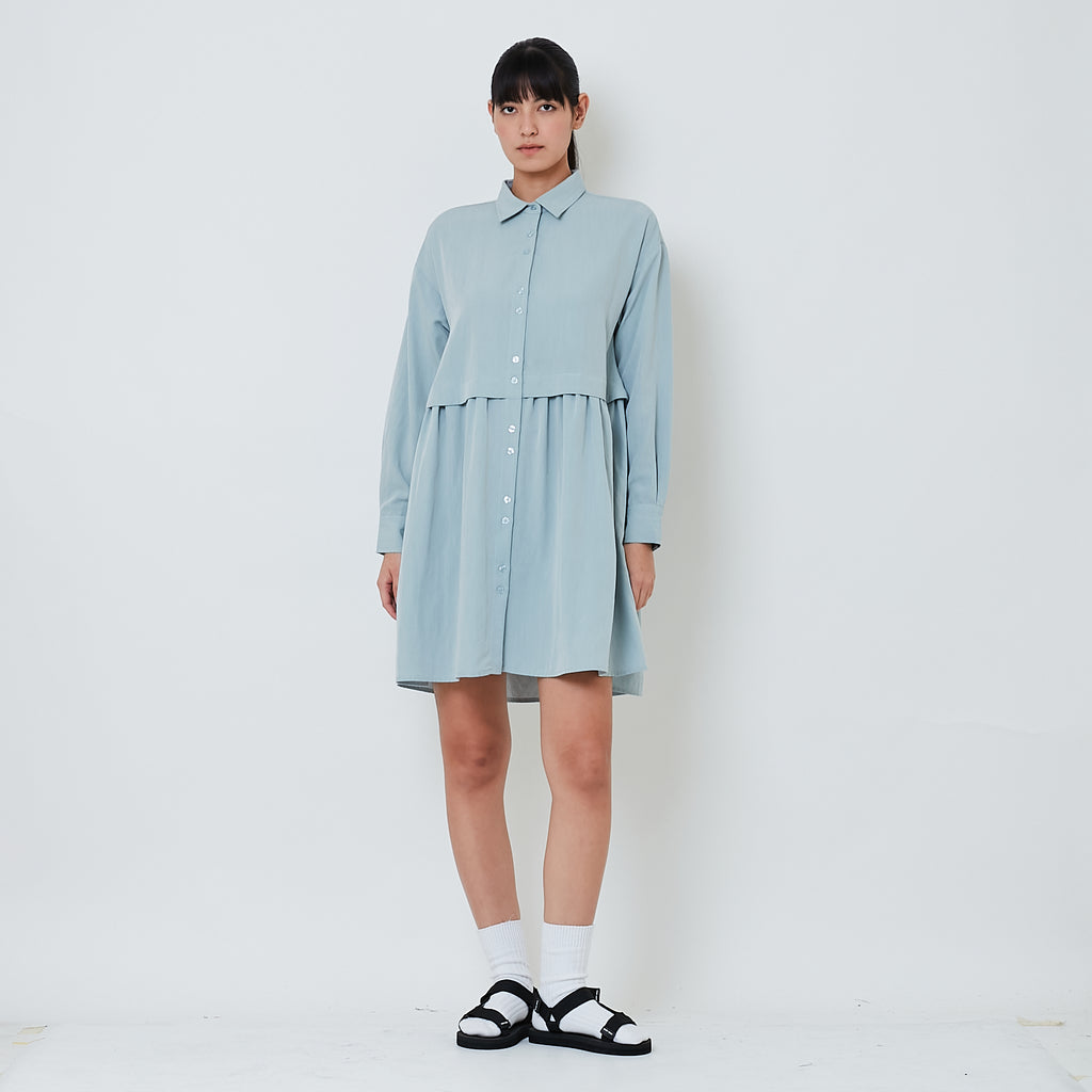 Women Rayon Short Dress - Light Blue - SW2603079A