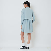 Women Rayon Short Dress - Light Blue - SW2603079A