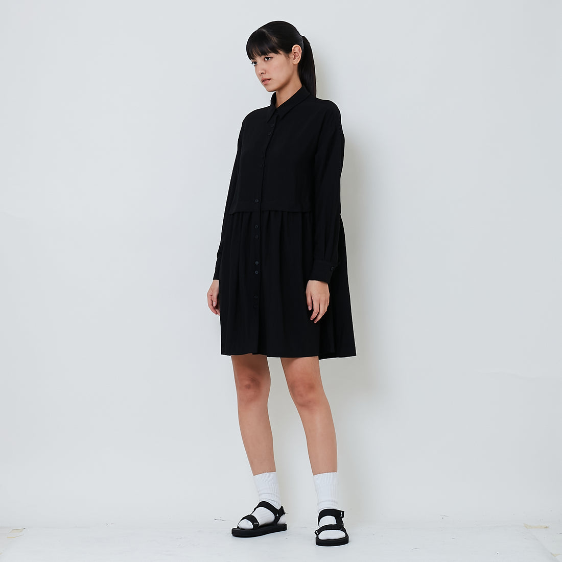 Women Rayon Short Dress - Black - SW2603079B