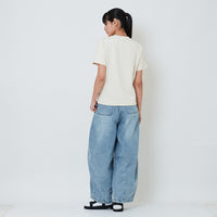 Women Baggy Jeans With Belt - Light Blue - SW2603082A