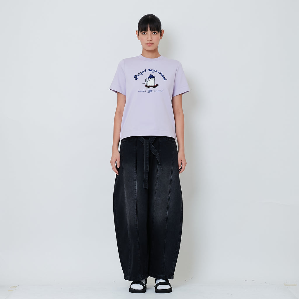 Women Baggy Jeans With Belt - Black - SW2603082B