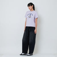 Women Baggy Jeans With Belt - Black - SW2603082B