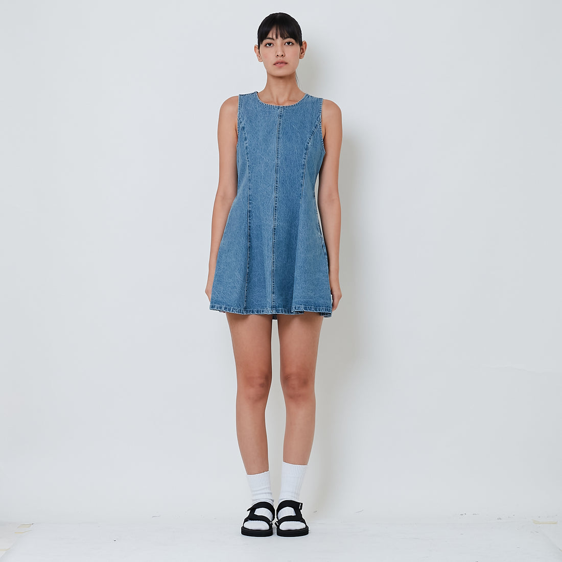 Women Denim Short Dress - Light Blue - SW2603083A