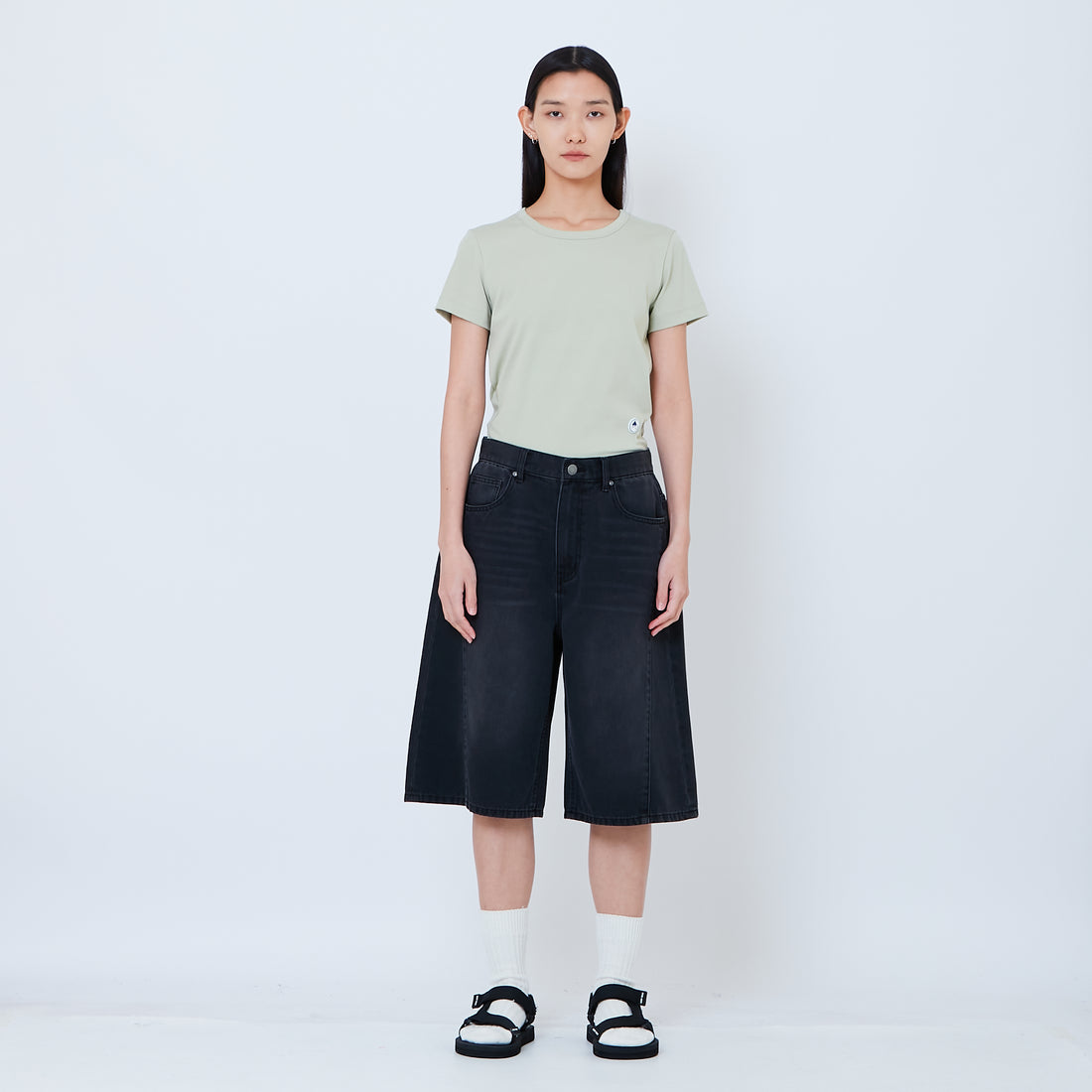 Women Baggy Jorts - Black - SW2603089B