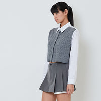 Women 2-in-1 Yarn Knit Shirt - Grey - SW2603104A