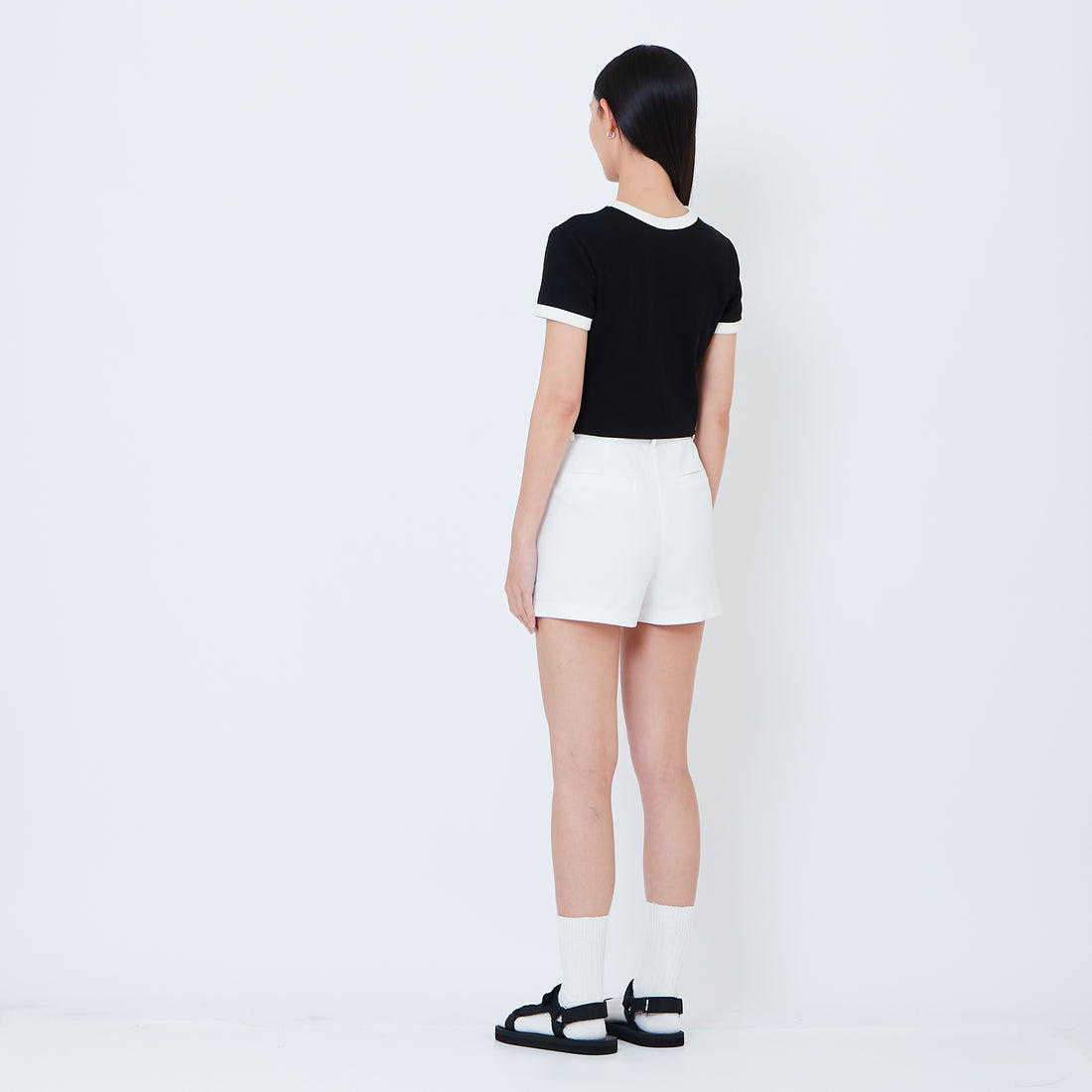 Women Stretch Cotton Shorts - Off White - SW2605110A