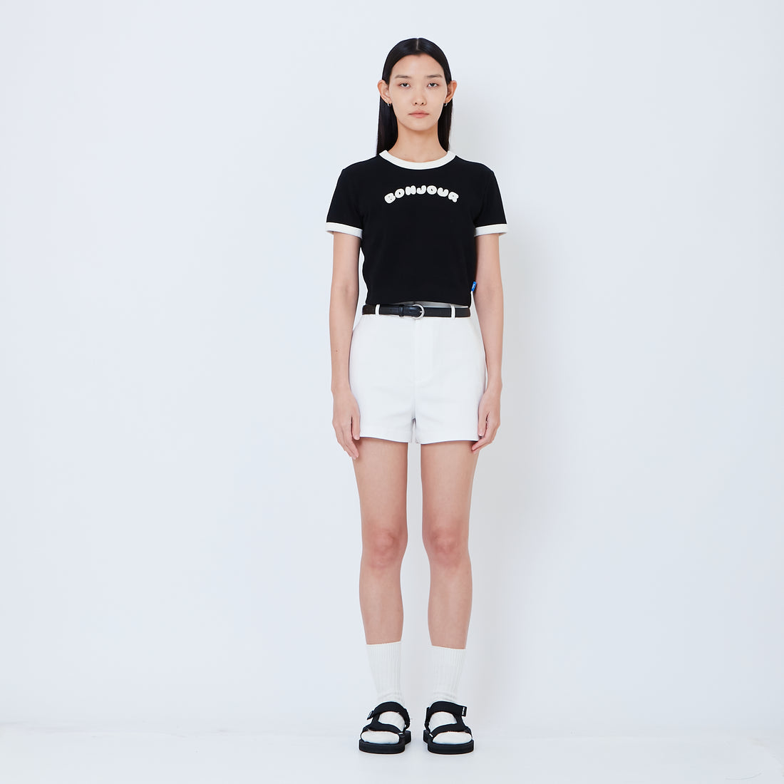 Women Stretch Cotton Shorts - Off White - SW2605110A