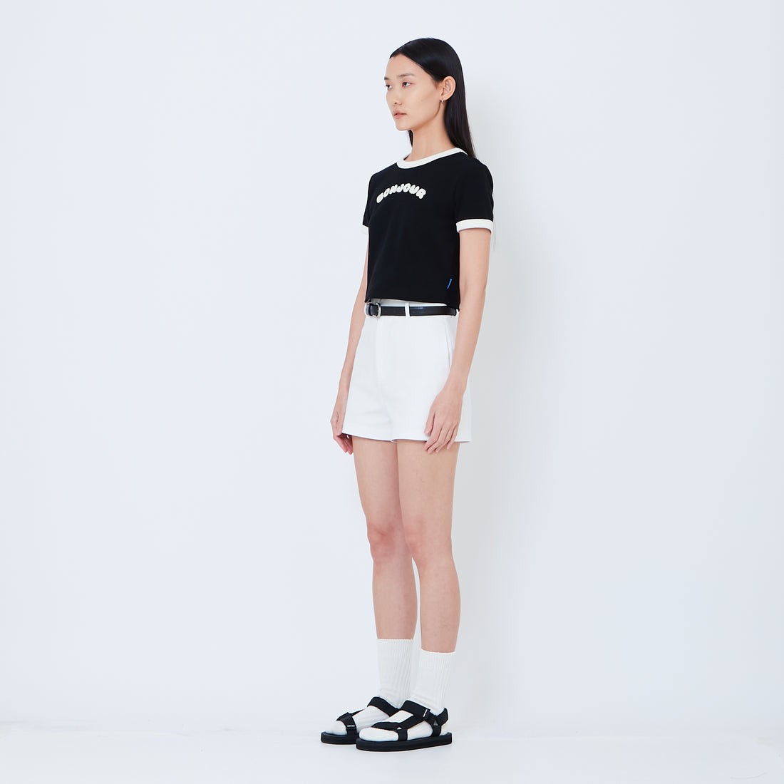 Women Stretch Cotton Shorts - Off White - SW2605110A