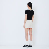 Women Stretch Cotton Shorts - Light Khaki - SW2605110B