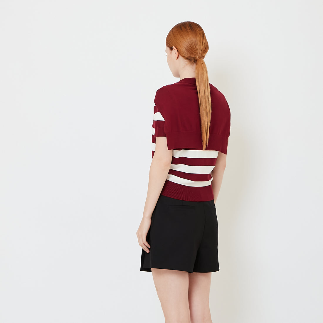Women Striped 2-in-1 Knit Top - Maroon - SW2605109A