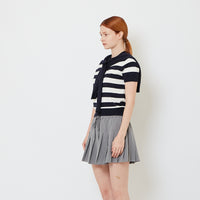 Women Striped 2-in-1 Knit Top - Navy - SW2605109B