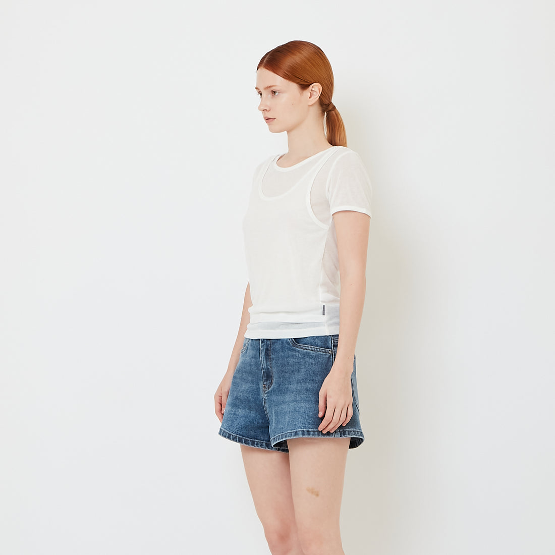 Women Double Layered Top - Off White - SW2606114A