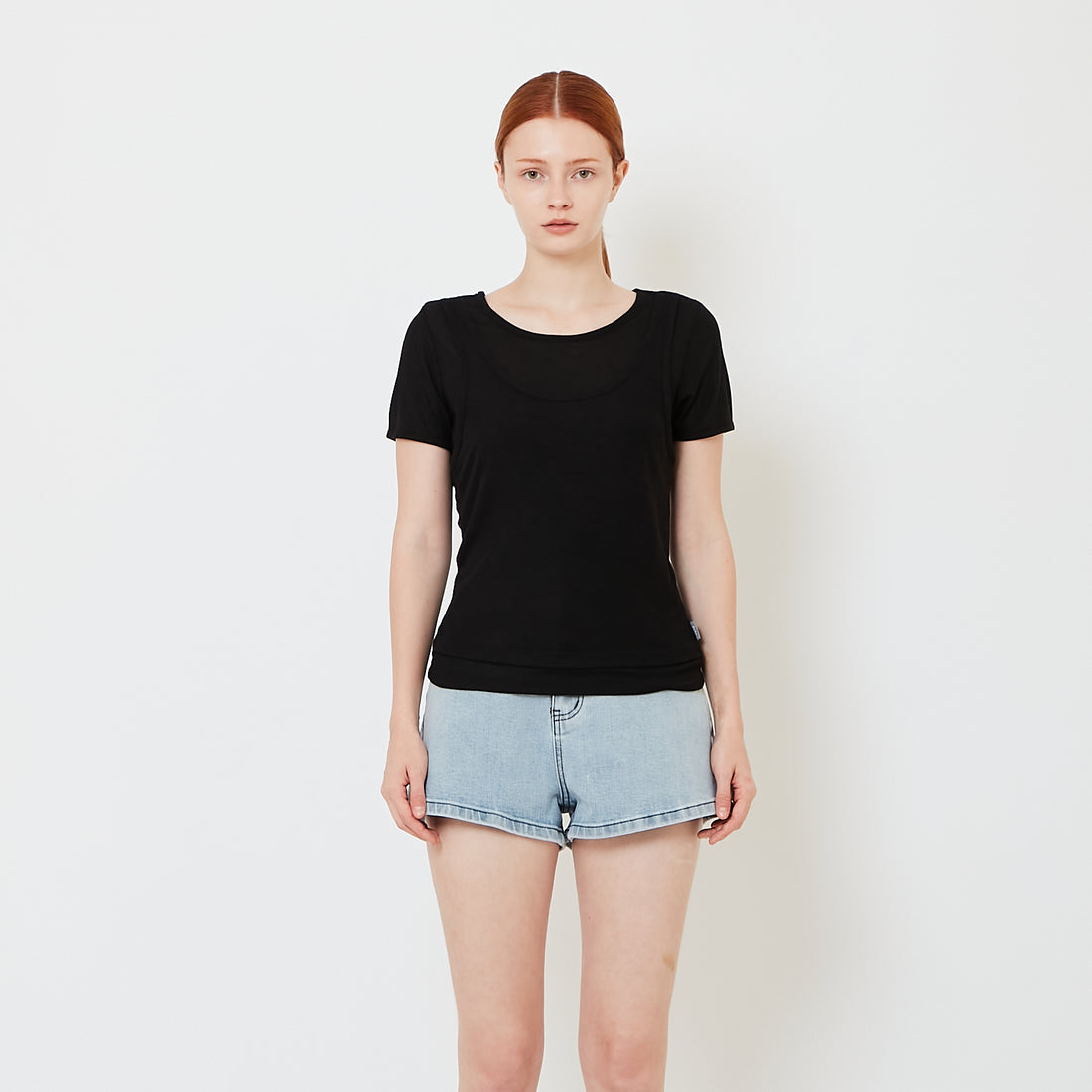 Women Double Layered Top - Black - SW2606114C
