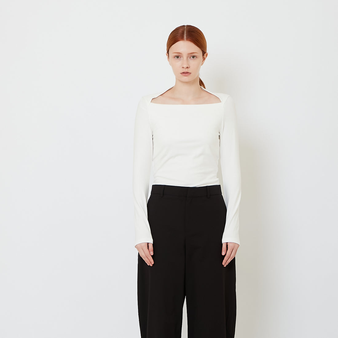 Women Ribbed Long Sleeve Top - Beige - SW2606116A