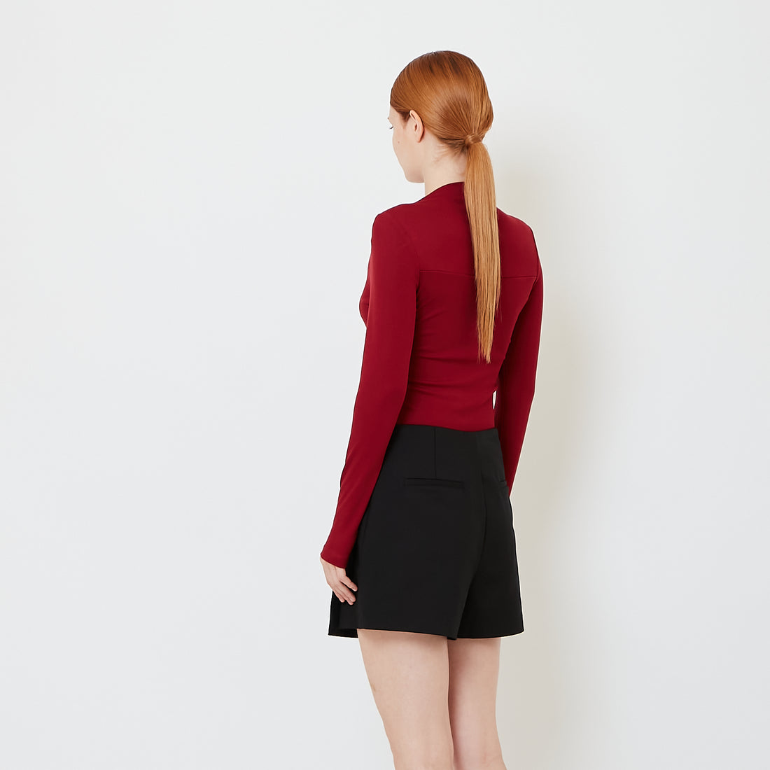Women Ribbed Long Sleeve Top - Maroon - SW2606116B