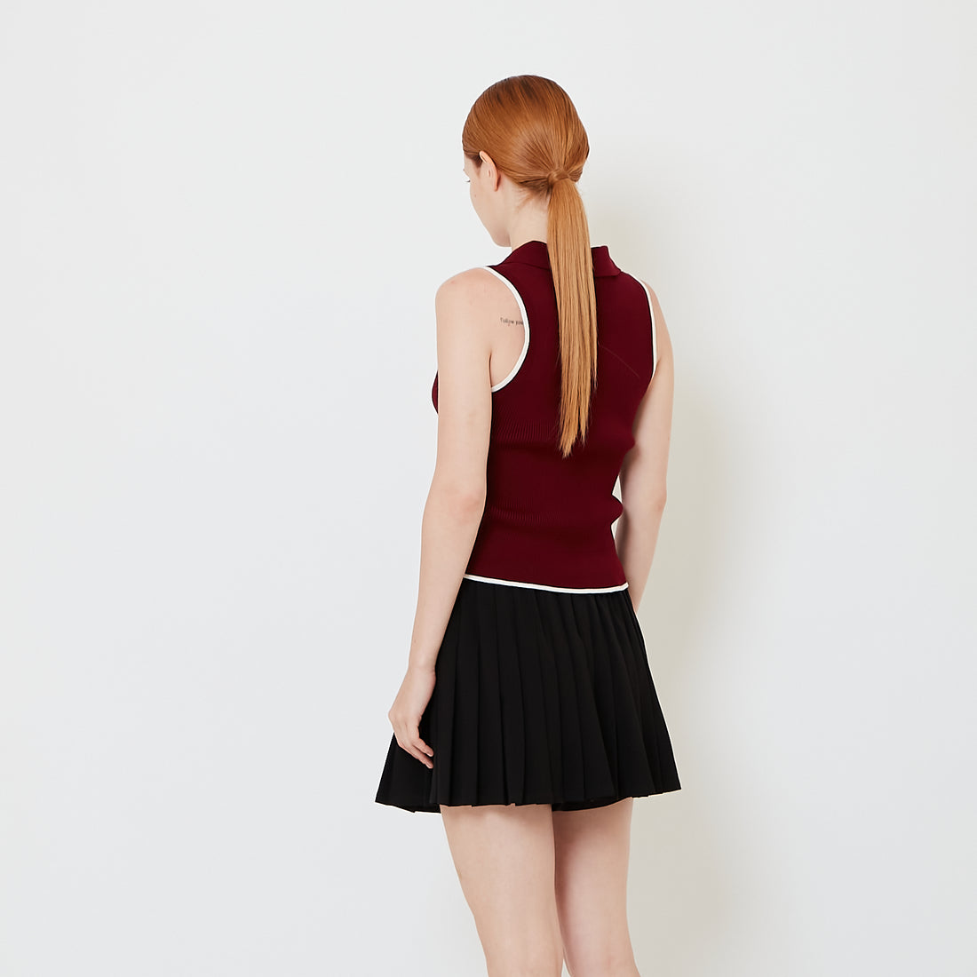 Women Rib-Knit Vest - Maroon - SW2606117A