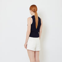 Women Rib-Knit Vest - Navy - SW2606117B