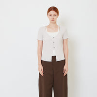 Women 2-in-1 Knit Top - Grey - SW2606118A