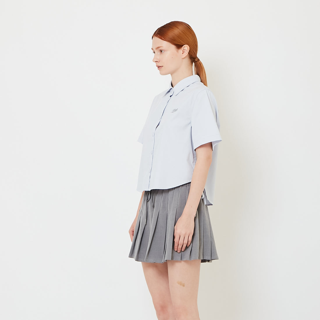 Women Cropped Shirt - Blue - SW2606120B