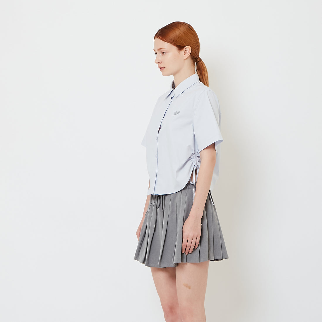 Women Cropped Shirt - Blue - SW2606120B