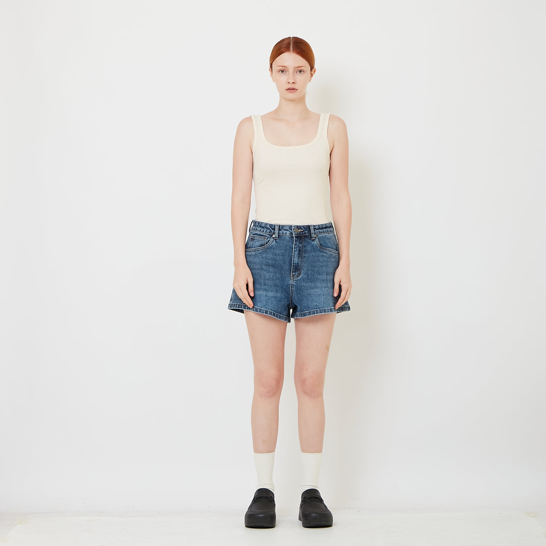 Women Stretch Denim Shorts - Blue - SW2606126C