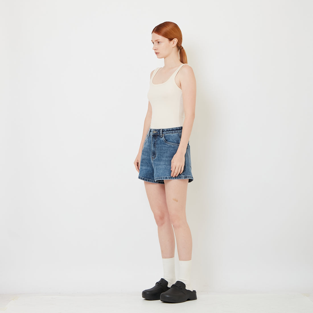 Women Stretch Denim Shorts - Blue - SW2606126C