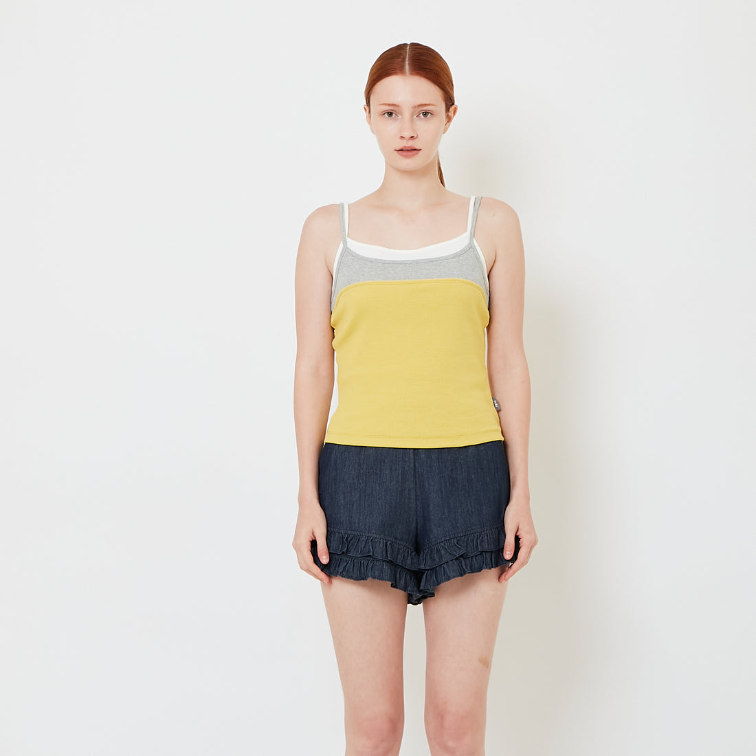 Women Strappy Tank Top - Yellow - SW2606130A