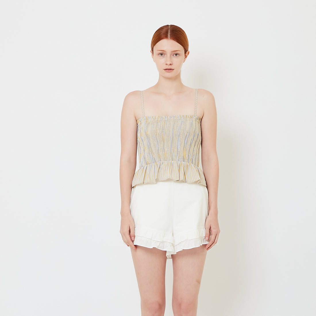 Women Smocked Tank Top - Yellow - SW2606131A