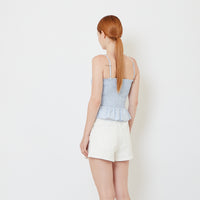 Women Smocked Tank Top - Light Blue - SW2606131B