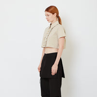 Women Ruffle Cropped Shirt - Yellow - SW2606132A