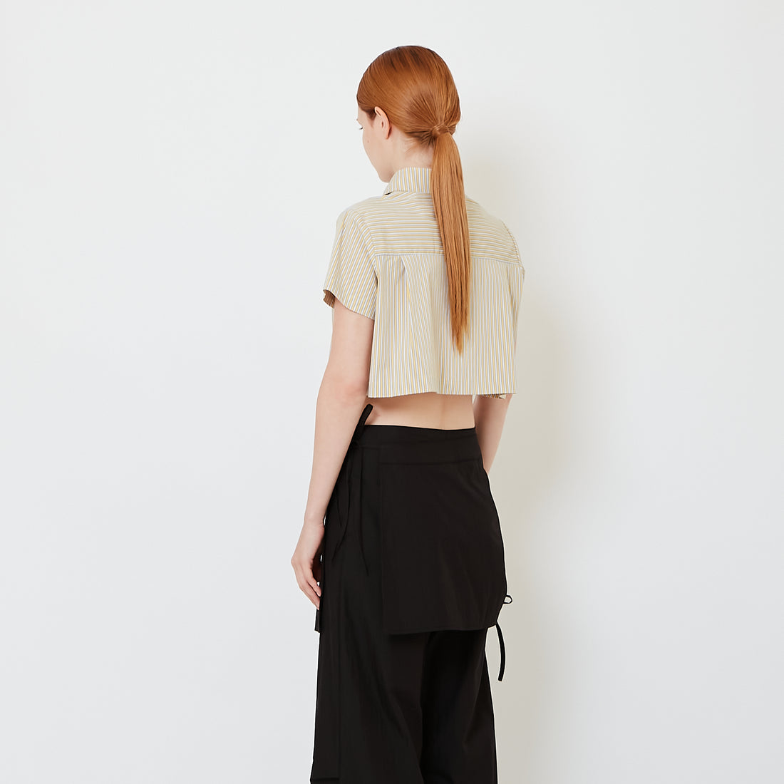Women Ruffle Cropped Shirt - Yellow - SW2606132A