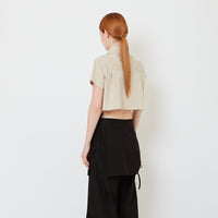 Women Ruffle Cropped Shirt - Yellow - SW2606132A
