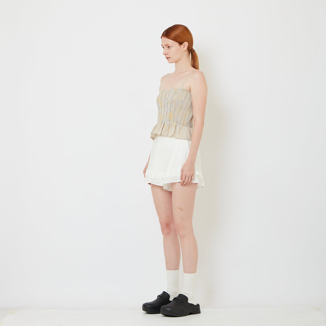 Women Ruffle Shorts - Off White - SW2606133A