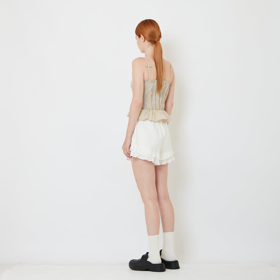 Women Ruffle Shorts - Off White - SW2606133A