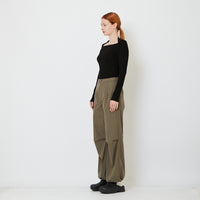 Women Straight Cut Pants with Skirt Overlay - Khaki - SW2606135A