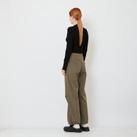 Women Straight Cut Pants with Skirt Overlay - Khaki - SW2606135A