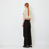 Women Straight Cut Pants with Skirt Overlay - Black - SW2606135B