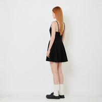 Women Scoop Neck Mini Skater Dress - Black - SW2606136A