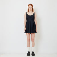 Women Scoop Neck Mini Skater Dress - Navy - SW2606137A