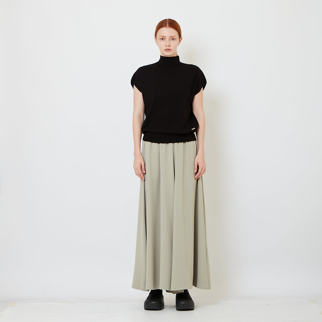 Women Elastic Waist Long Pants - Dark Green - SW2606144B