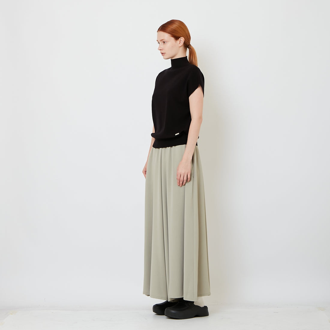 Women Elastic Waist Long Pants - Dark Green - SW2606144B