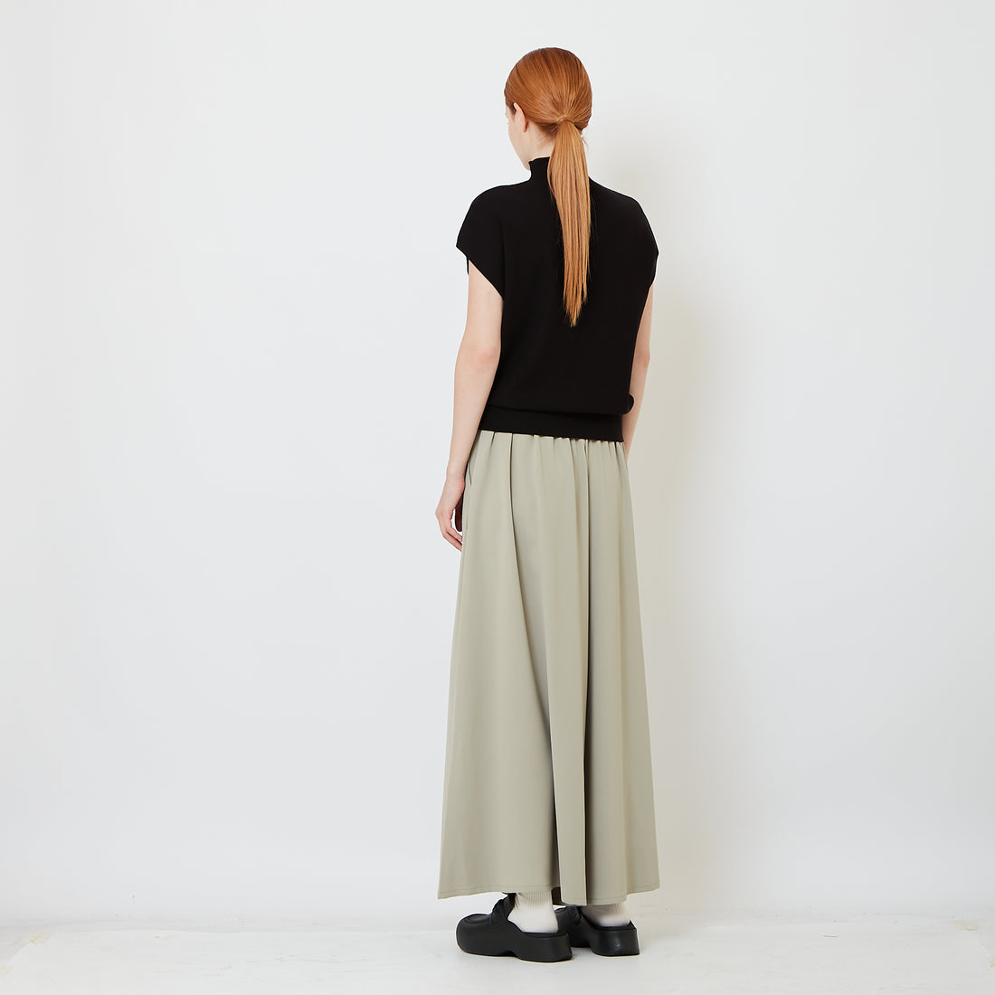 Women Elastic Waist Long Pants - Dark Green - SW2606144B