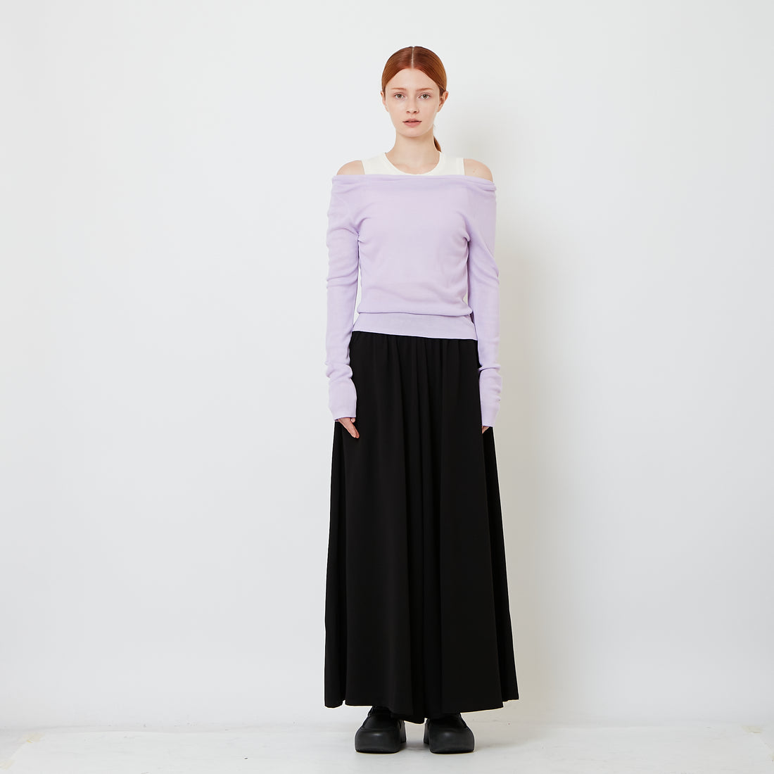 Women Elastic Waist Long Pants - Black - SW2606144C