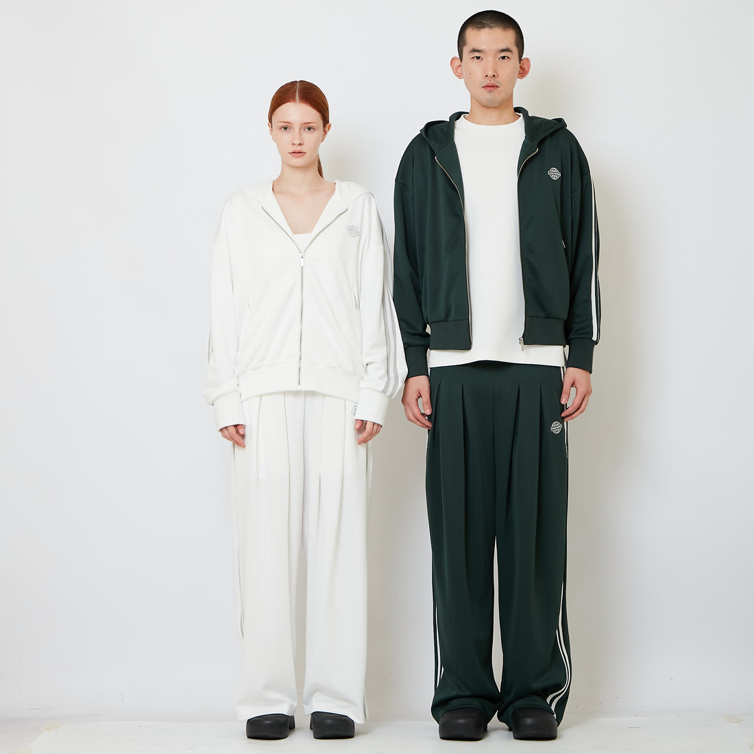 Genderless Pleated Track Pants - Dark Green - SW2606145B