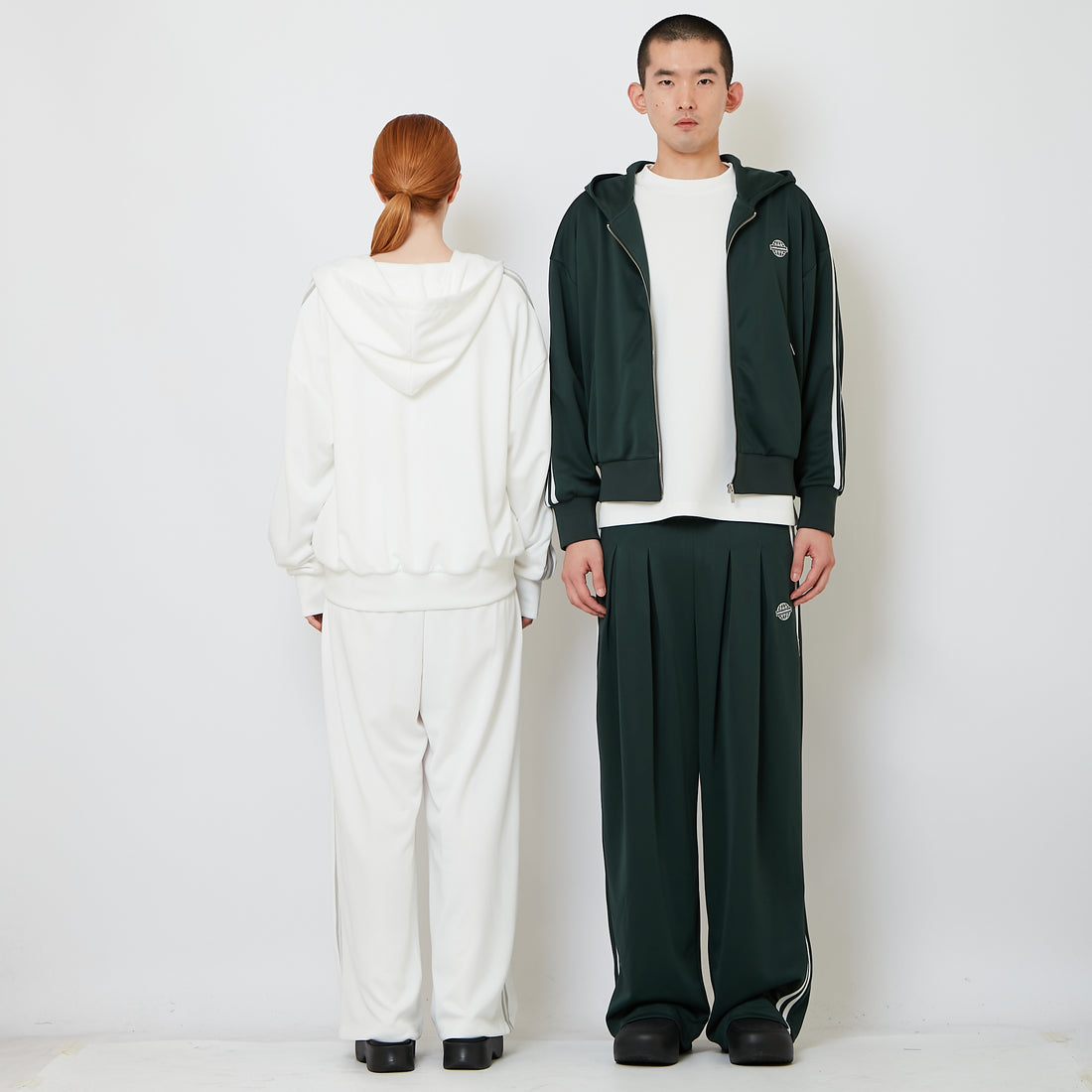Genderless Pleated Track Pants - Dark Green - SW2606145B